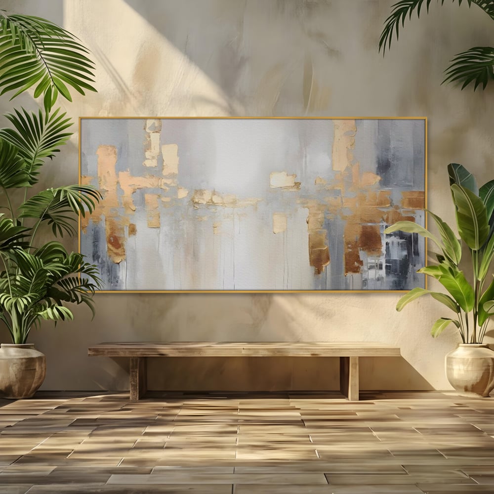 Tablou Canvas Premium LuxCanva® A1652, Gold And Grey , Room, Decorativ, Cromatic, Abstract, Living, Culori Vibrante