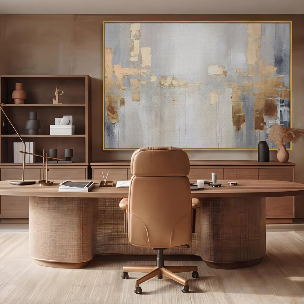 Tablou Canvas Premium LuxCanva® A1652, Gold And Grey , Room, Decorativ, Cromatic, Abstract, Living, Culori Vibrante