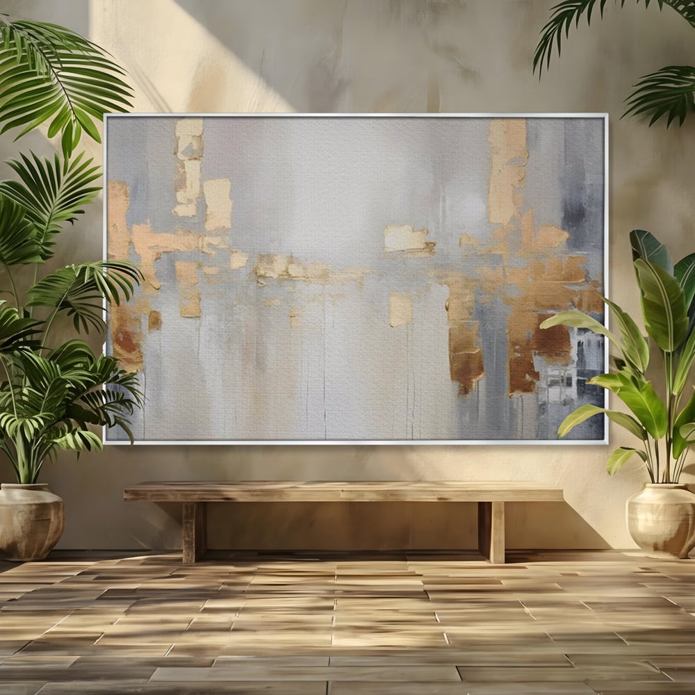 Tablou Canvas Premium LuxCanva® A1652, Gold And Grey , Room, Decorativ, Cromatic, Abstract, Living, Culori Vibrante