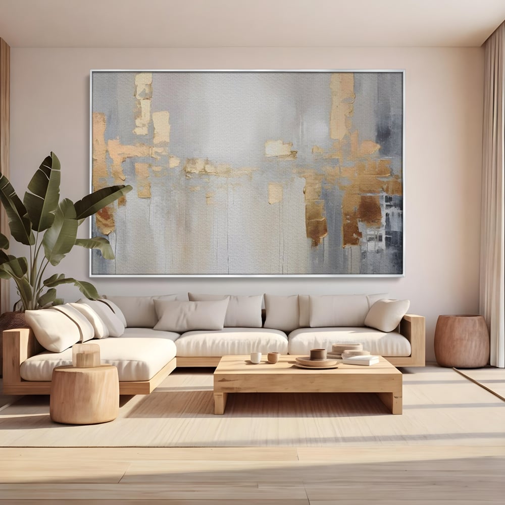 Tablou Canvas Premium LuxCanva® A1652, Gold And Grey , Room, Decorativ, Cromatic, Abstract, Living, Culori Vibrante