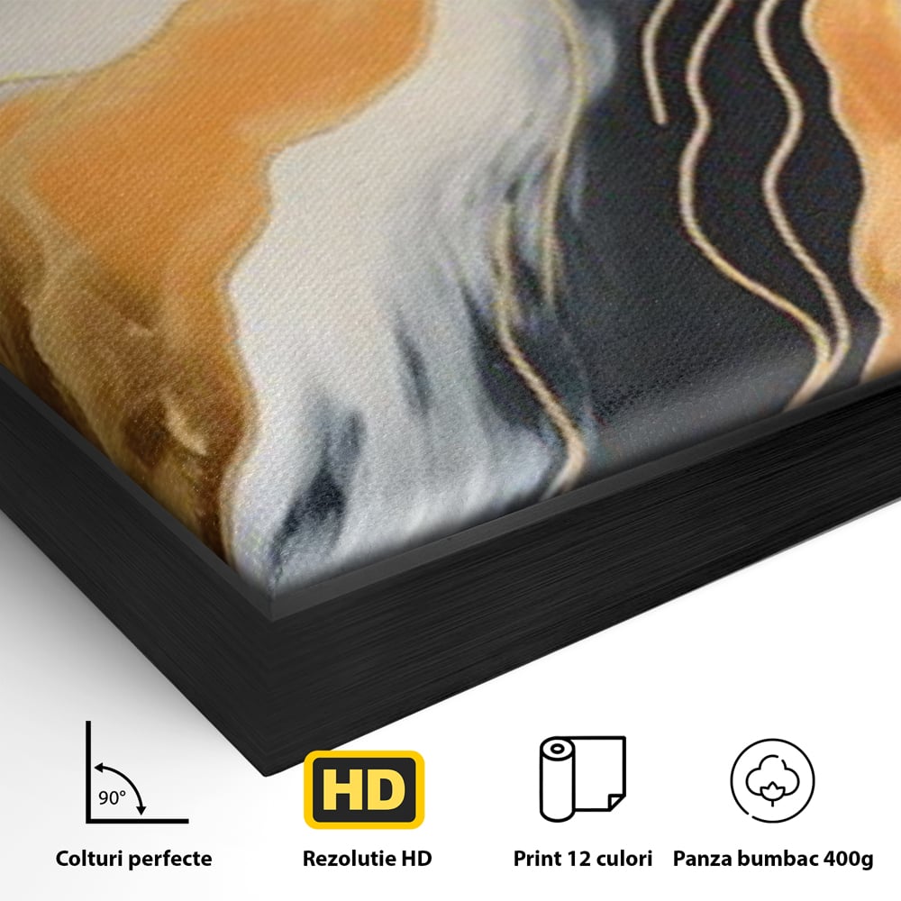 Tablou Canvas Premium LuxCanva® A1653, Valuri Aurii , Room, Decorativ, Cromatic, Abstract, Living, Culori Vibrante
