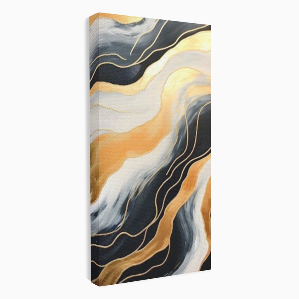 Tablou Canvas Premium LuxCanva® A1653, Valuri Aurii , Room, Decorativ, Cromatic, Abstract, Living, Culori Vibrante