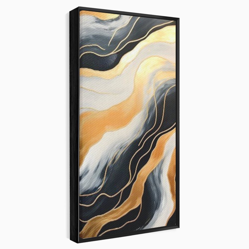 Tablou Canvas Premium LuxCanva® A1653, Valuri Aurii , Room, Decorativ, Cromatic, Abstract, Living, Culori Vibrante