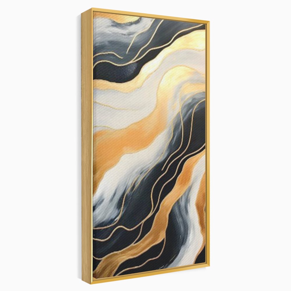 Tablou Canvas Premium LuxCanva® A1653, Valuri Aurii , Room, Decorativ, Cromatic, Abstract, Living, Culori Vibrante
