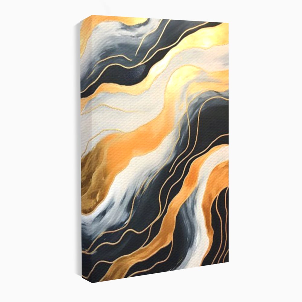Tablou Canvas Premium LuxCanva® A1653, Valuri Aurii , Room, Decorativ, Cromatic, Abstract, Living, Culori Vibrante