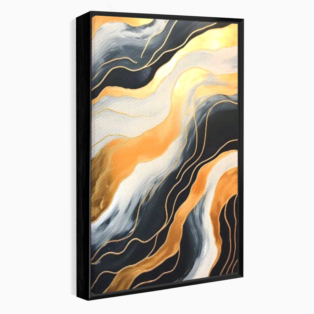 Tablou Canvas Premium LuxCanva® A1653, Valuri Aurii , Room, Decorativ, Cromatic, Abstract, Living, Culori Vibrante