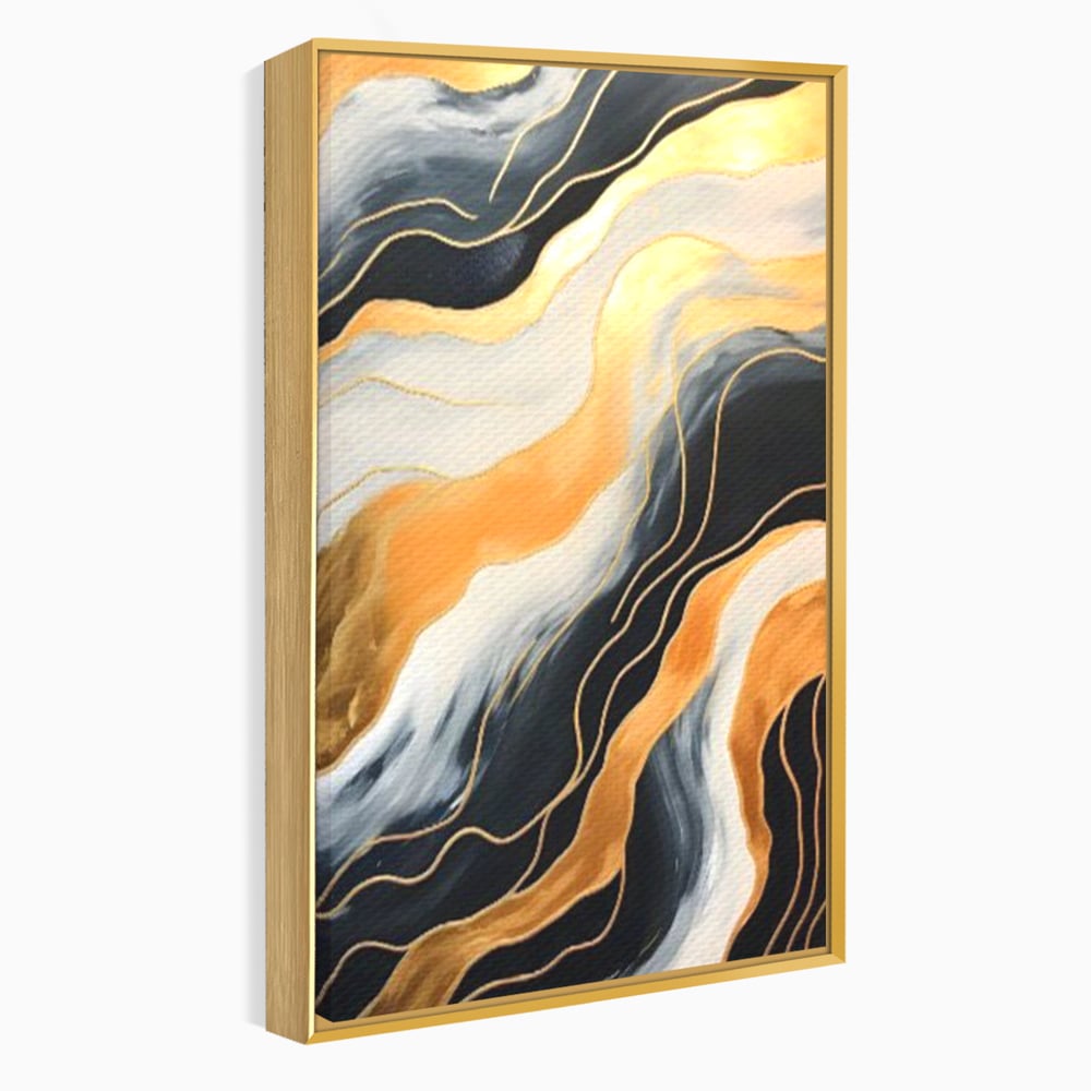 Tablou Canvas Premium LuxCanva® A1653, Valuri Aurii , Room, Decorativ, Cromatic, Abstract, Living, Culori Vibrante