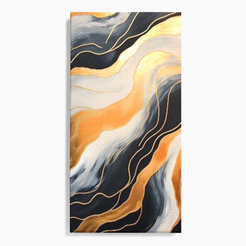 Tablou Canvas Premium LuxCanva® A1653, Valuri Aurii , Room, Decorativ, Cromatic, Abstract, Living, Culori Vibrante