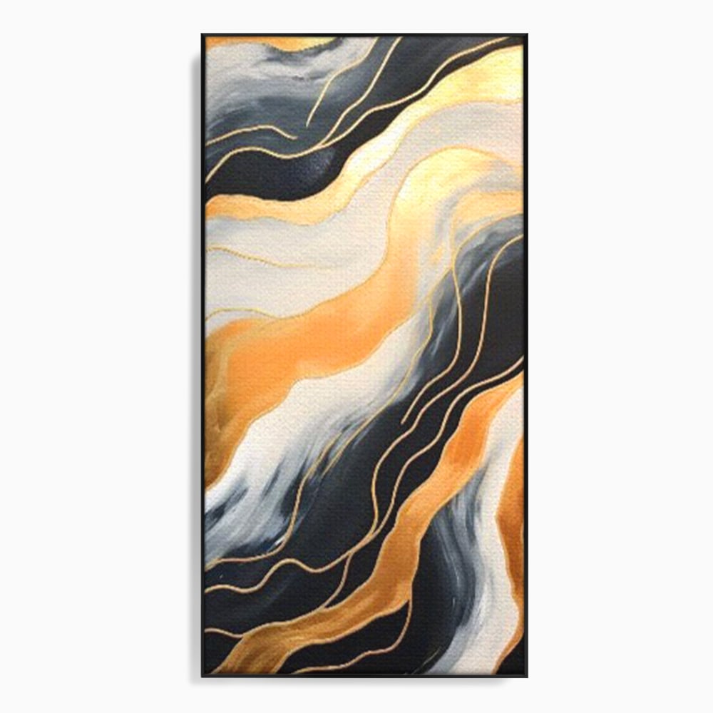 Tablou Canvas Premium LuxCanva® A1653, Valuri Aurii , Room, Decorativ, Cromatic, Abstract, Living, Culori Vibrante