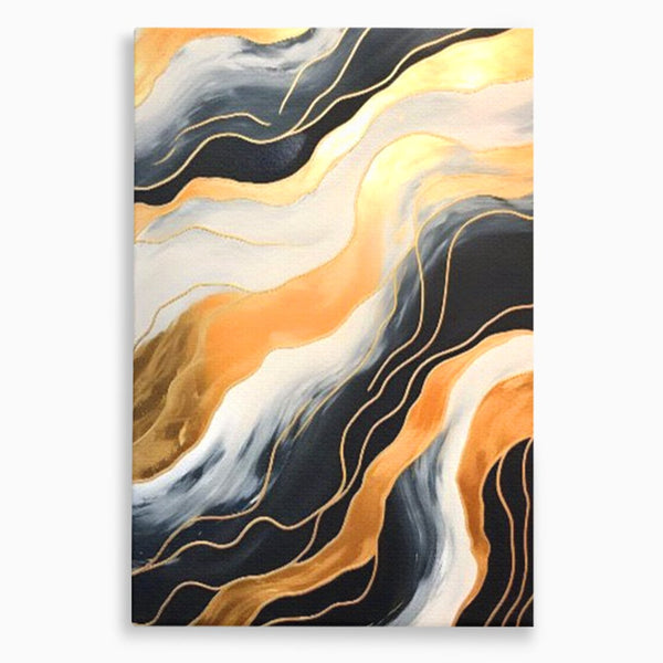 Tablou Canvas Premium LuxCanva® A1653, Valuri Aurii , Room, Decorativ, Cromatic, Abstract, Living, Culori Vibrante