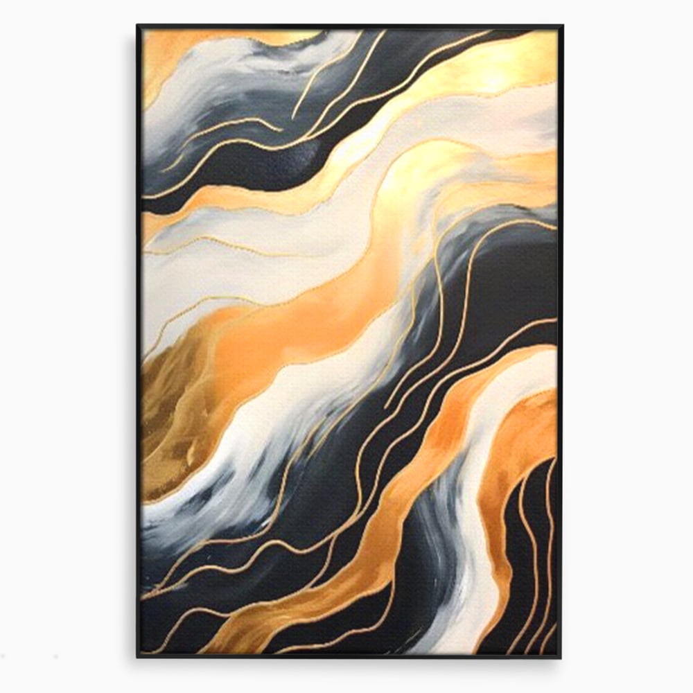 Tablou Canvas Premium LuxCanva® A1653, Valuri Aurii , Room, Decorativ, Cromatic, Abstract, Living, Culori Vibrante