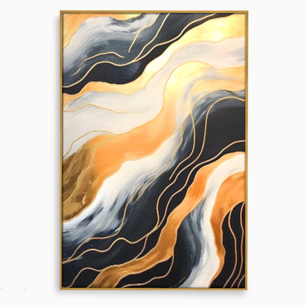 Tablou Canvas Premium LuxCanva® A1653, Valuri Aurii , Room, Decorativ, Cromatic, Abstract, Living, Culori Vibrante