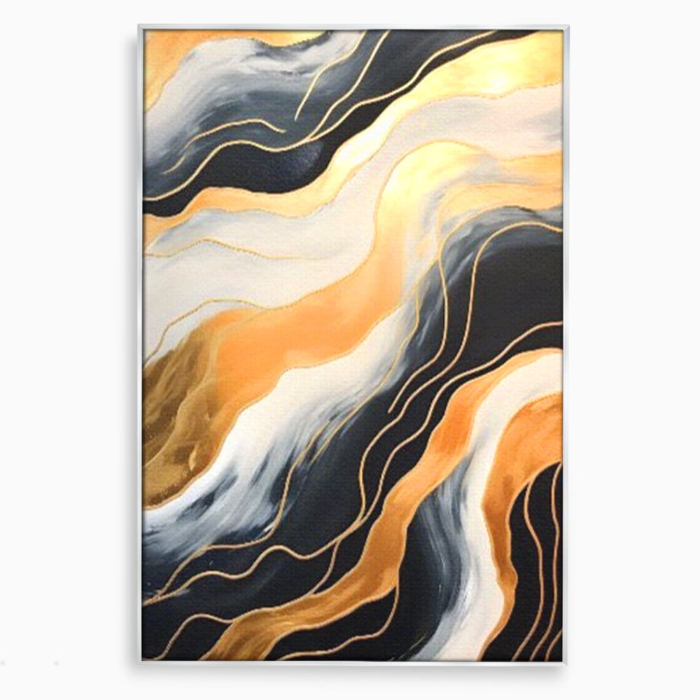 Tablou Canvas Premium LuxCanva® A1653, Valuri Aurii , Room, Decorativ, Cromatic, Abstract, Living, Culori Vibrante