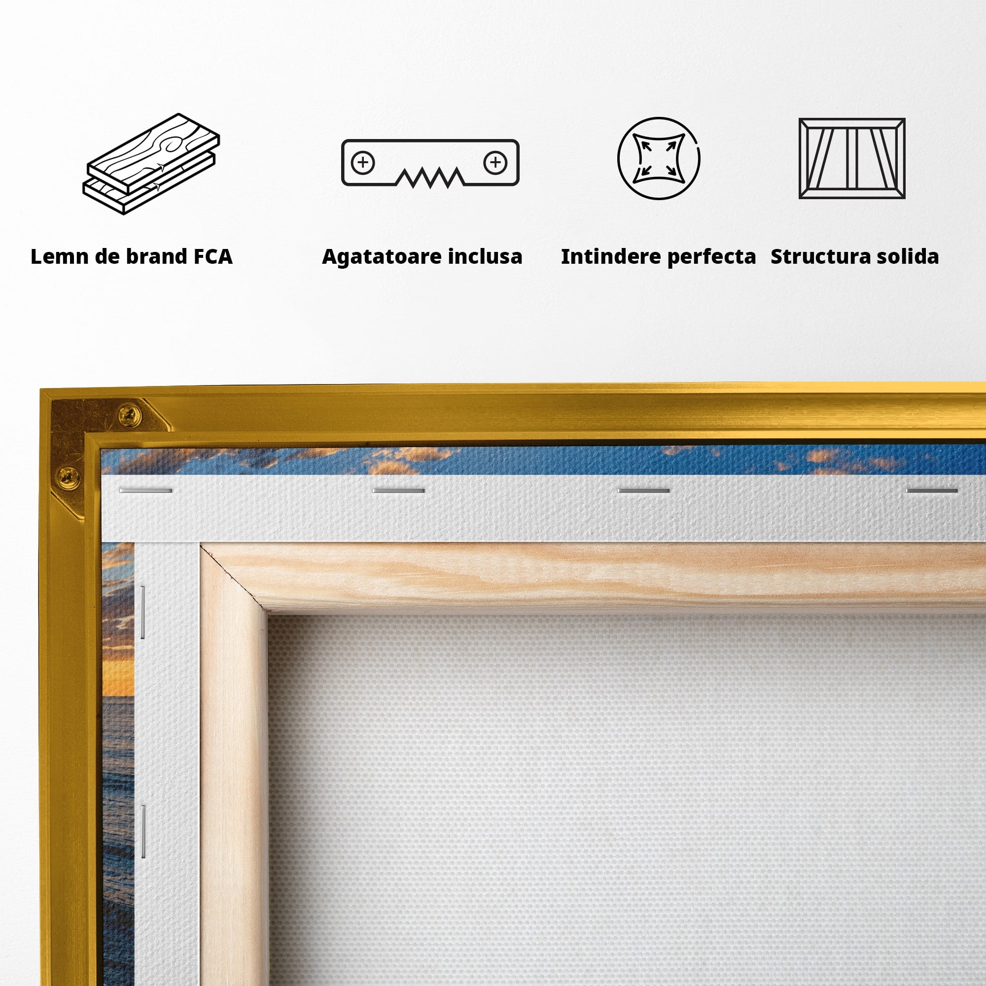Tablou Canvas Premium LuxCanva® A1659, Apus Pe Tarmul Stancos, Apus, Tarm, Mare, Natura, Living, Culori Vibrante