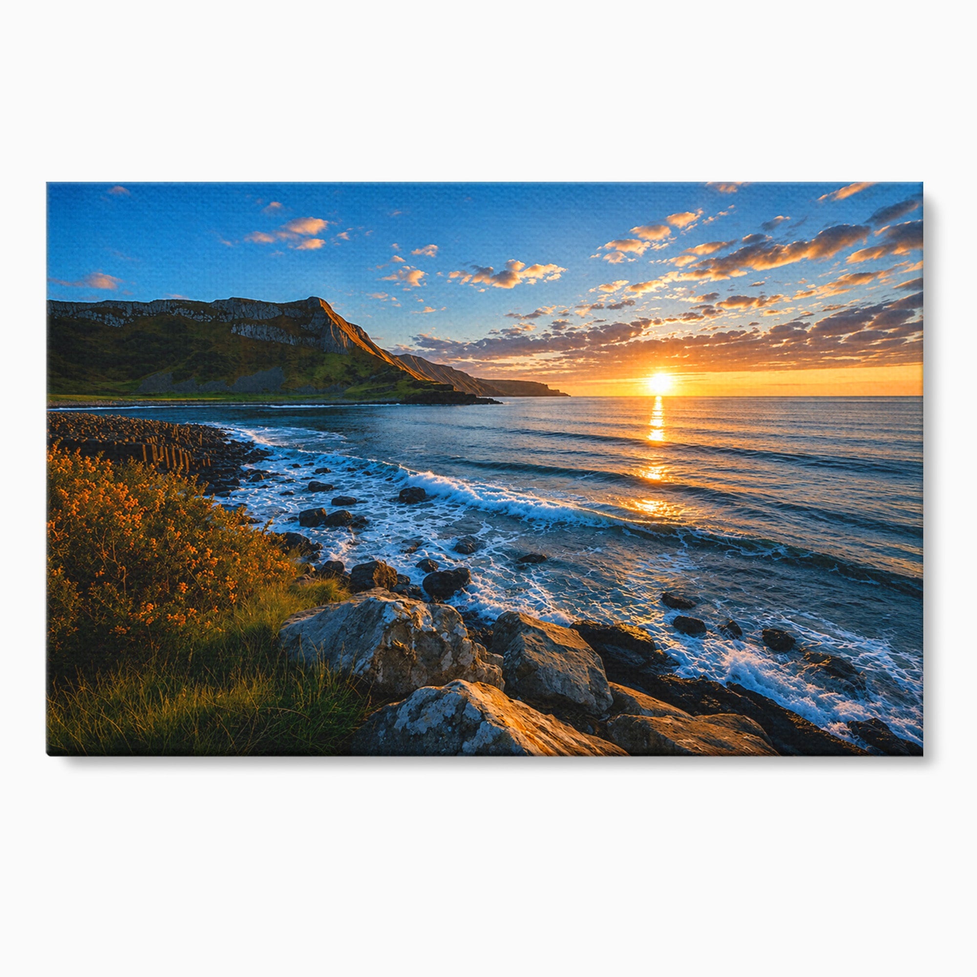 Tablou Canvas Premium LuxCanva® A1659, Apus Pe Tarmul Stancos, Apus, Tarm, Mare, Natura, Living, Culori Vibrante