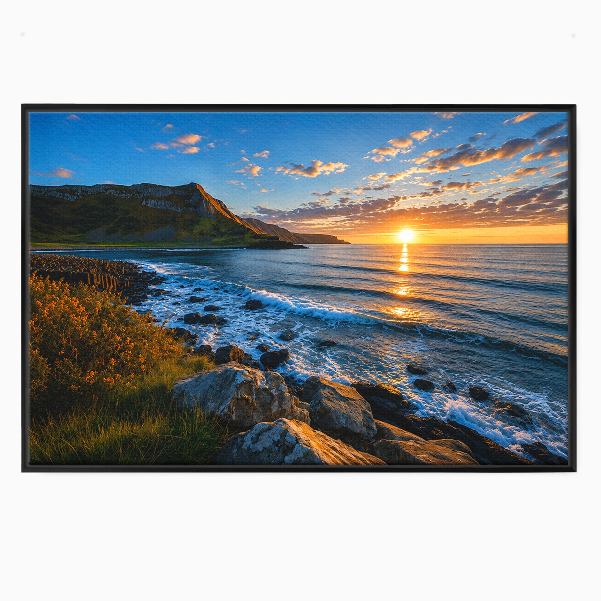 Tablou Canvas Premium LuxCanva® A1659, Apus Pe Tarmul Stancos, Apus, Tarm, Mare, Natura, Living, Culori Vibrante