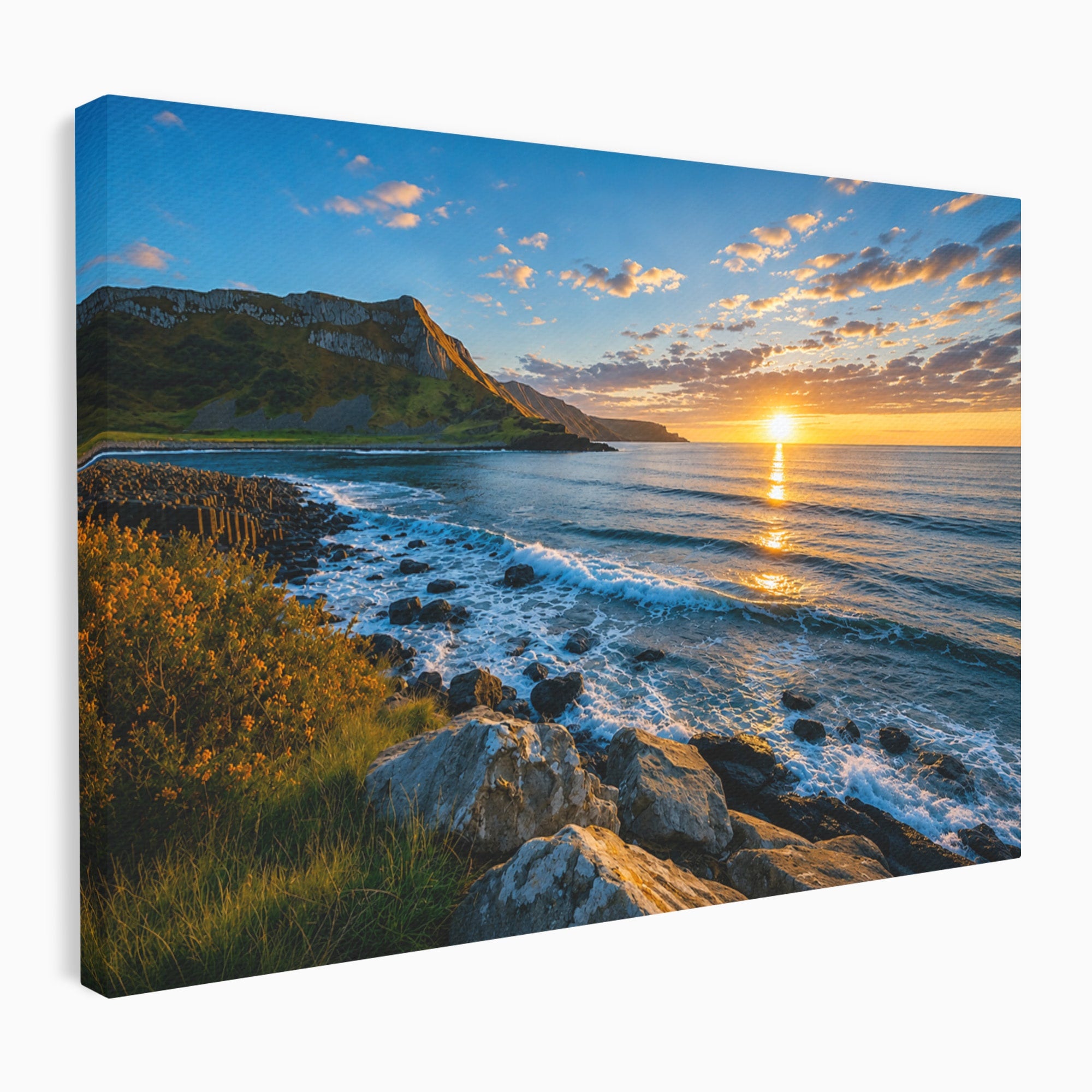 Tablou Canvas Premium LuxCanva® A1659, Apus Pe Tarmul Stancos, Apus, Tarm, Mare, Natura, Living, Culori Vibrante