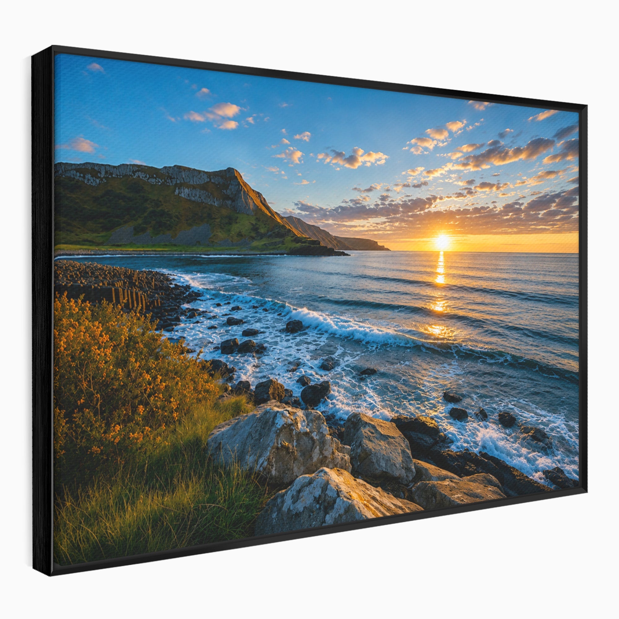 Tablou Canvas Premium LuxCanva® A1659, Apus Pe Tarmul Stancos, Apus, Tarm, Mare, Natura, Living, Culori Vibrante
