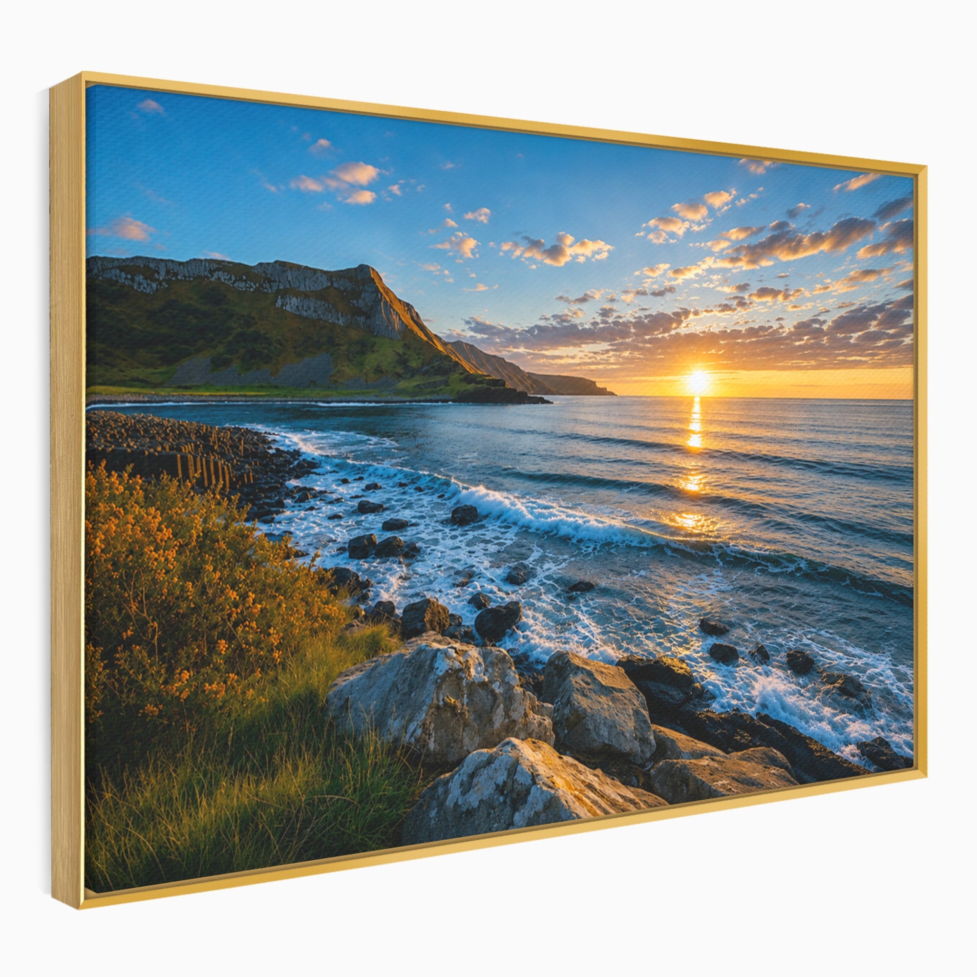 Tablou Canvas Premium LuxCanva® A1659, Apus Pe Tarmul Stancos, Apus, Tarm, Mare, Natura, Living, Culori Vibrante