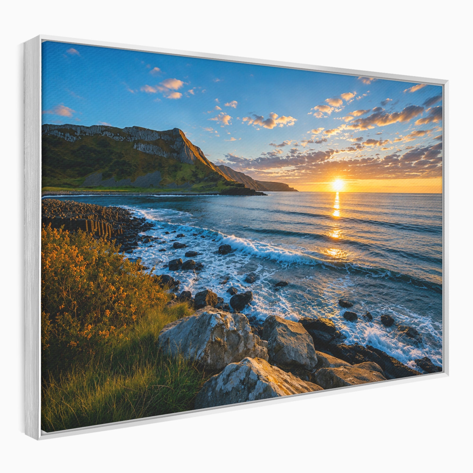 Tablou Canvas Premium LuxCanva® A1659, Apus Pe Tarmul Stancos, Apus, Tarm, Mare, Natura, Living, Culori Vibrante