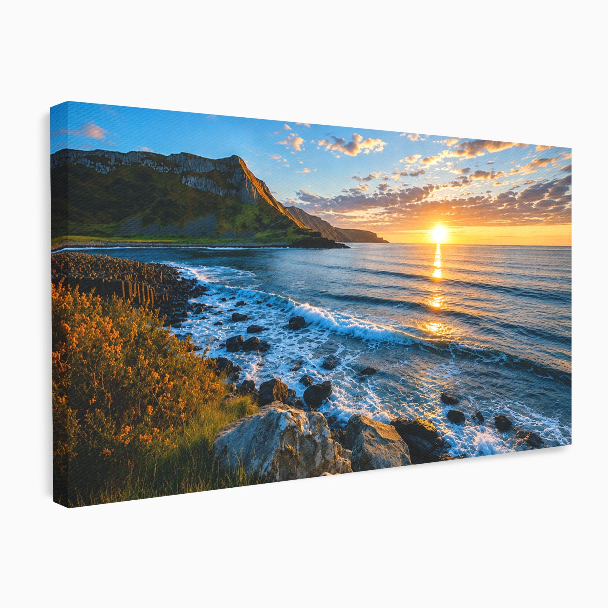 Tablou Canvas Premium LuxCanva® A1659, Apus Pe Tarmul Stancos, Apus, Tarm, Mare, Natura, Living, Culori Vibrante