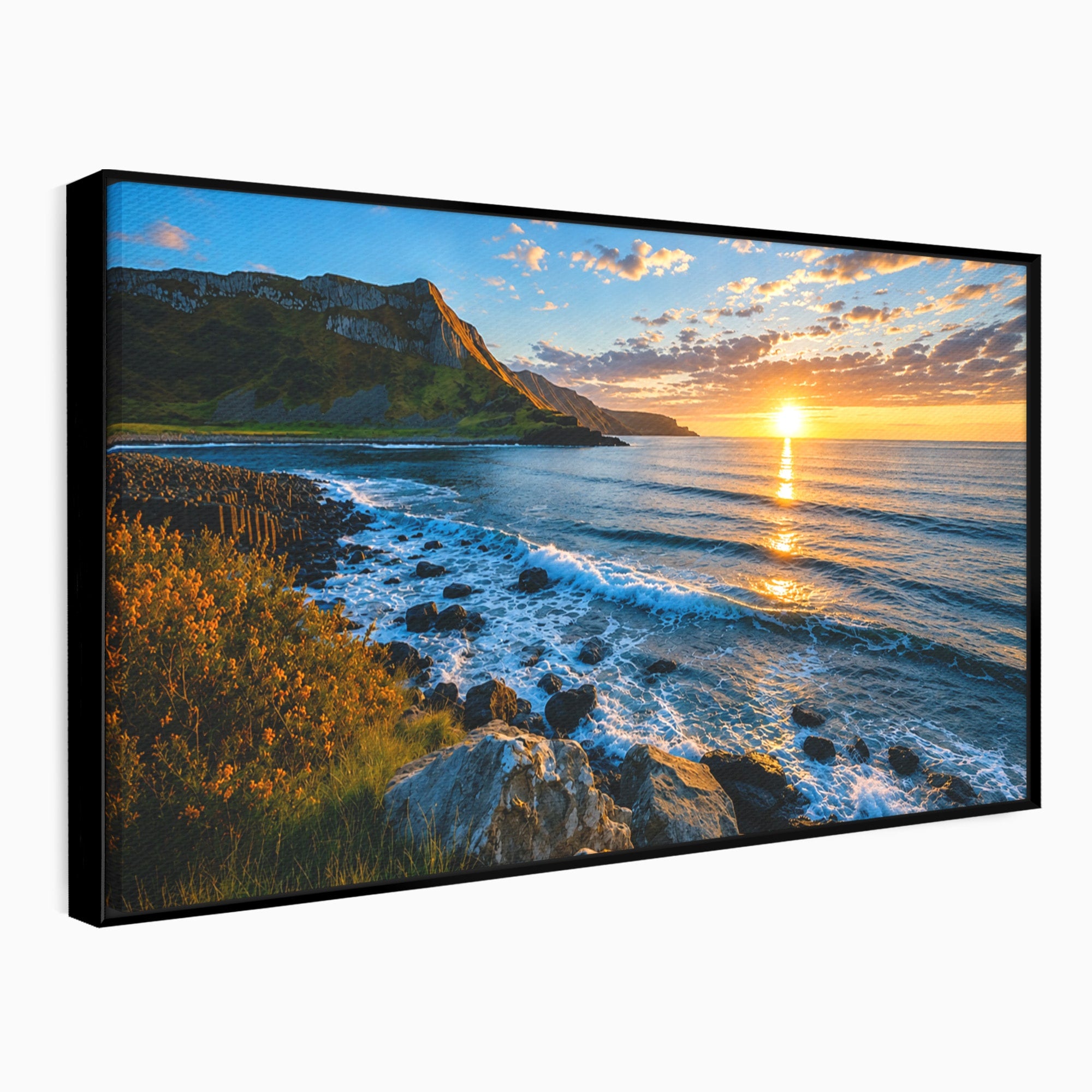 Tablou Canvas Premium LuxCanva® A1659, Apus Pe Tarmul Stancos, Apus, Tarm, Mare, Natura, Living, Culori Vibrante