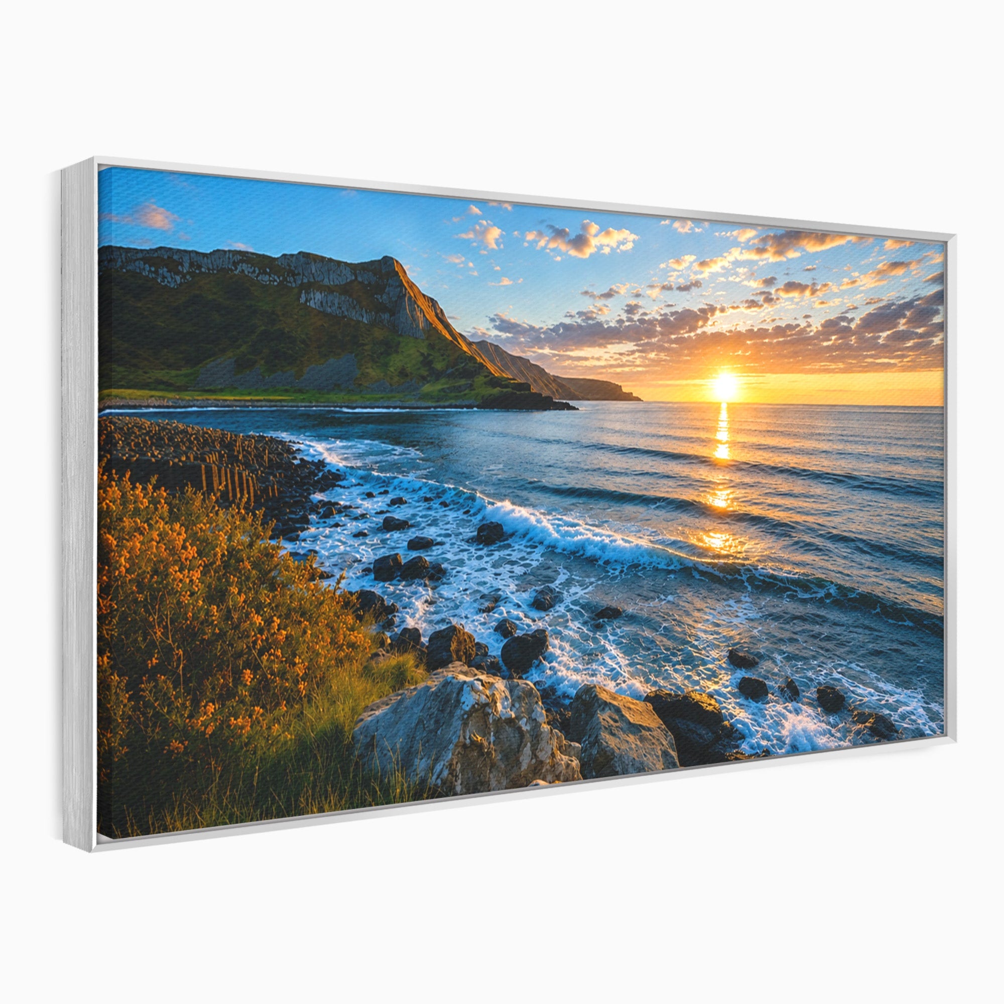 Tablou Canvas Premium LuxCanva® A1659, Apus Pe Tarmul Stancos, Apus, Tarm, Mare, Natura, Living, Culori Vibrante