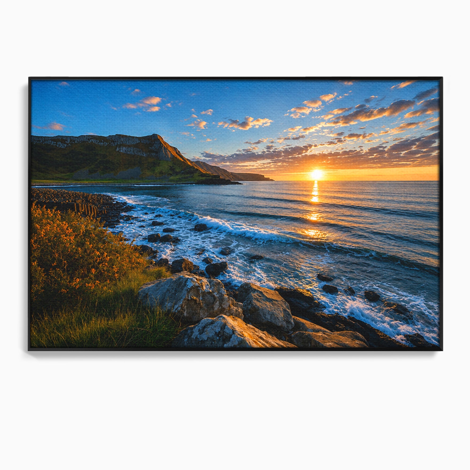 Tablou Canvas Premium LuxCanva® A1659, Apus Pe Tarmul Stancos, Apus, Tarm, Mare, Natura, Living, Culori Vibrante