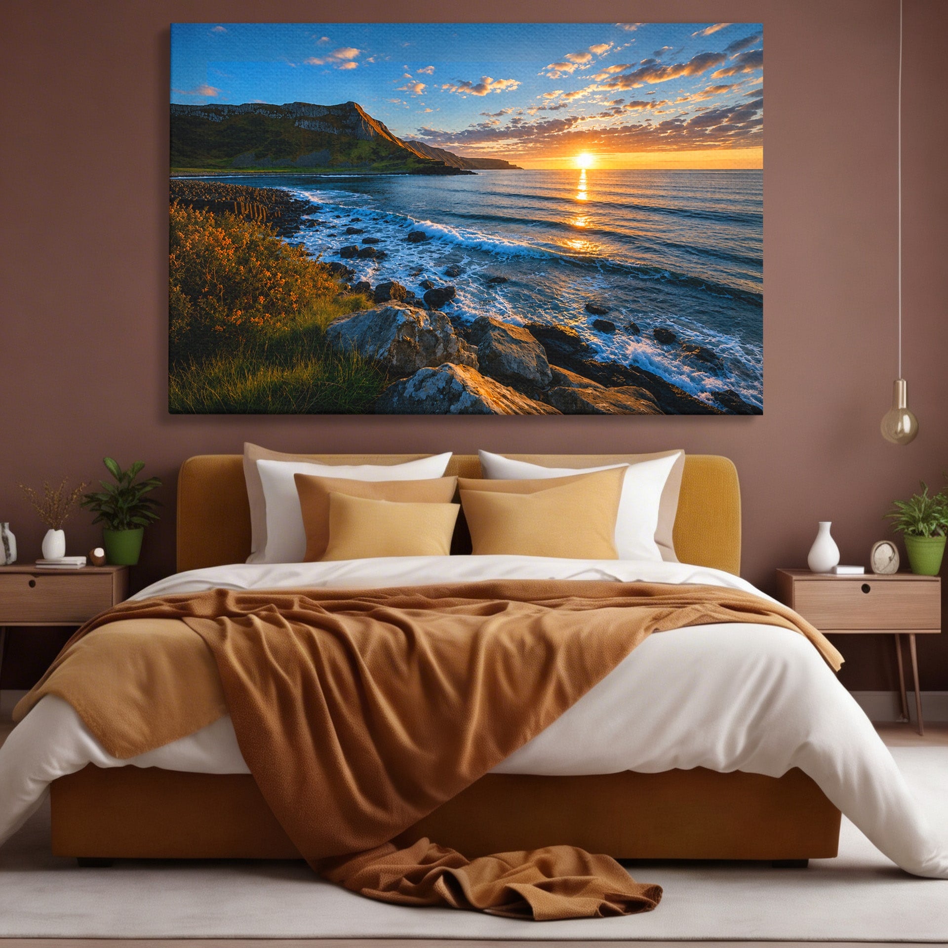 Tablou Canvas Premium LuxCanva® A1659, Apus Pe Tarmul Stancos, Apus, Tarm, Mare, Natura, Living, Culori Vibrante