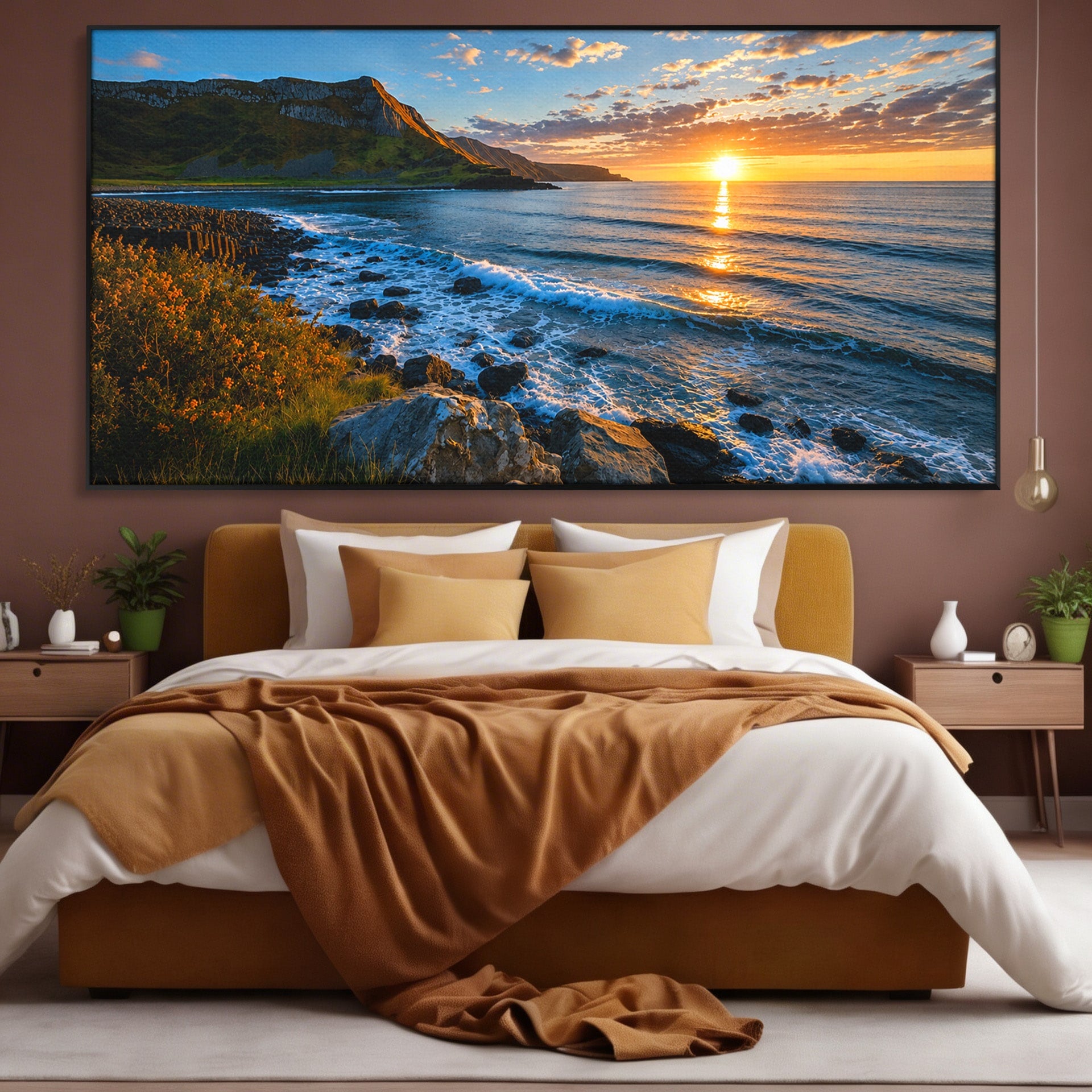 Tablou Canvas Premium LuxCanva® A1659, Apus Pe Tarmul Stancos, Apus, Tarm, Mare, Natura, Living, Culori Vibrante
