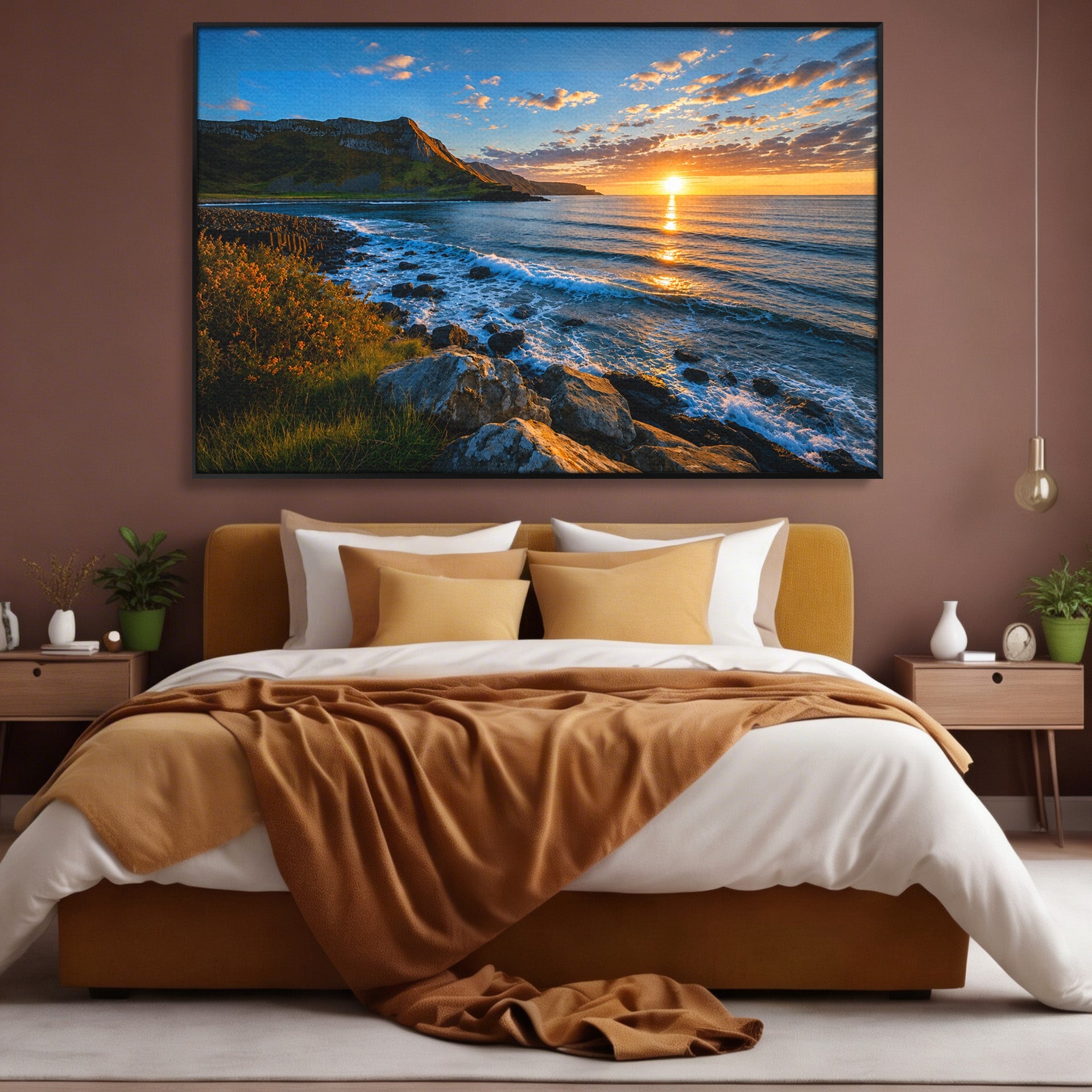 Tablou Canvas Premium LuxCanva® A1659, Apus Pe Tarmul Stancos, Apus, Tarm, Mare, Natura, Living, Culori Vibrante