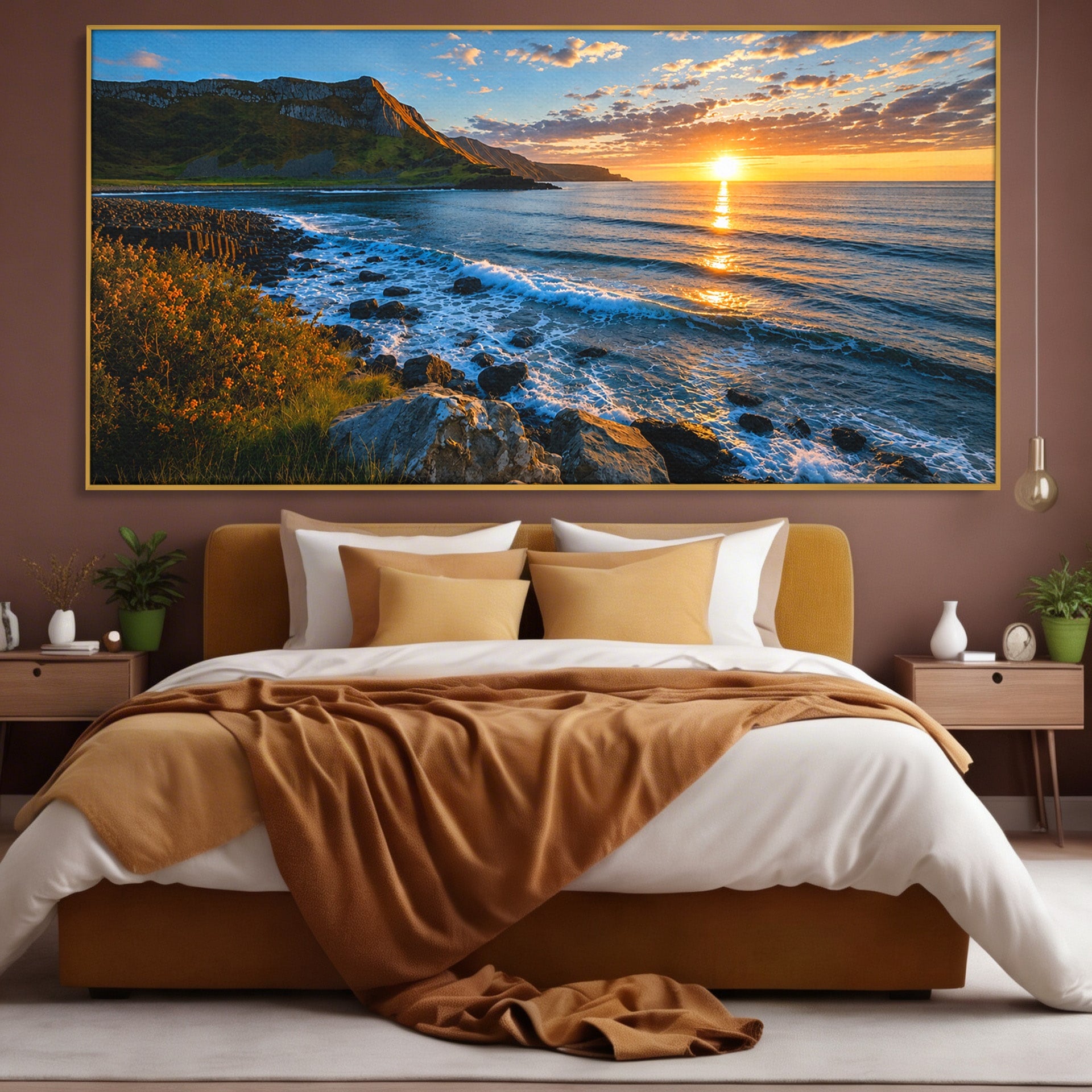 Tablou Canvas Premium LuxCanva® A1659, Apus Pe Tarmul Stancos, Apus, Tarm, Mare, Natura, Living, Culori Vibrante