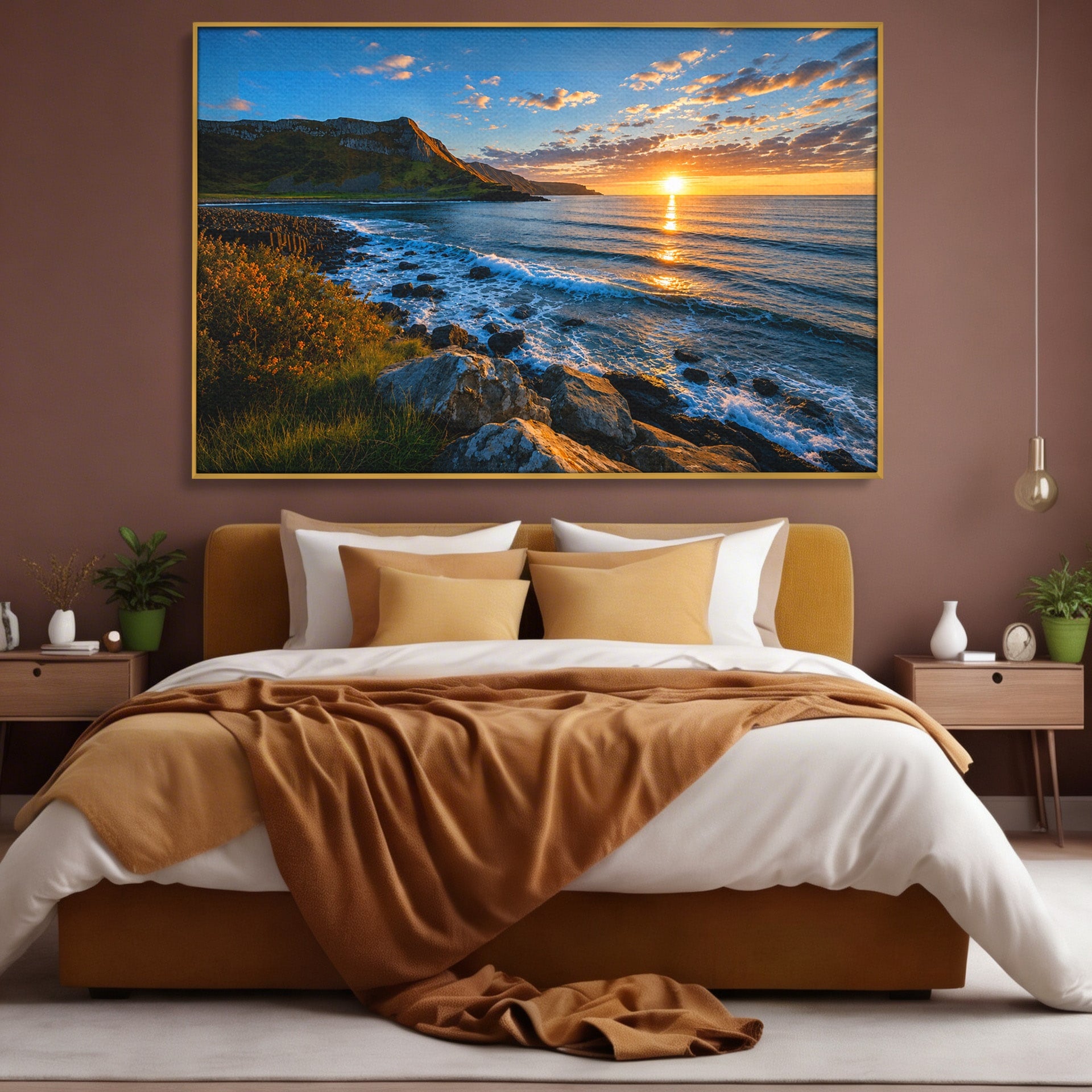Tablou Canvas Premium LuxCanva® A1659, Apus Pe Tarmul Stancos, Apus, Tarm, Mare, Natura, Living, Culori Vibrante