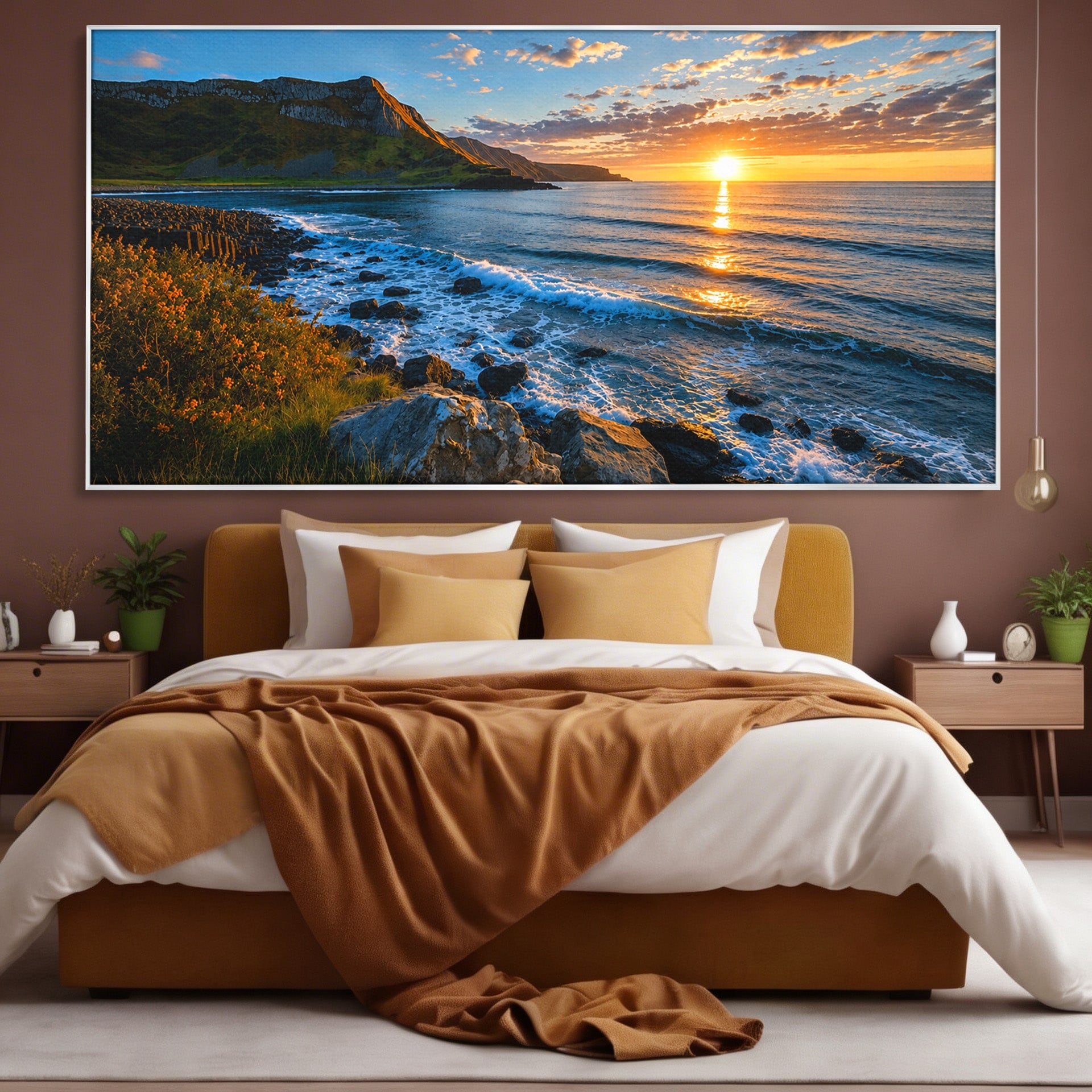 Tablou Canvas Premium LuxCanva® A1659, Apus Pe Tarmul Stancos, Apus, Tarm, Mare, Natura, Living, Culori Vibrante