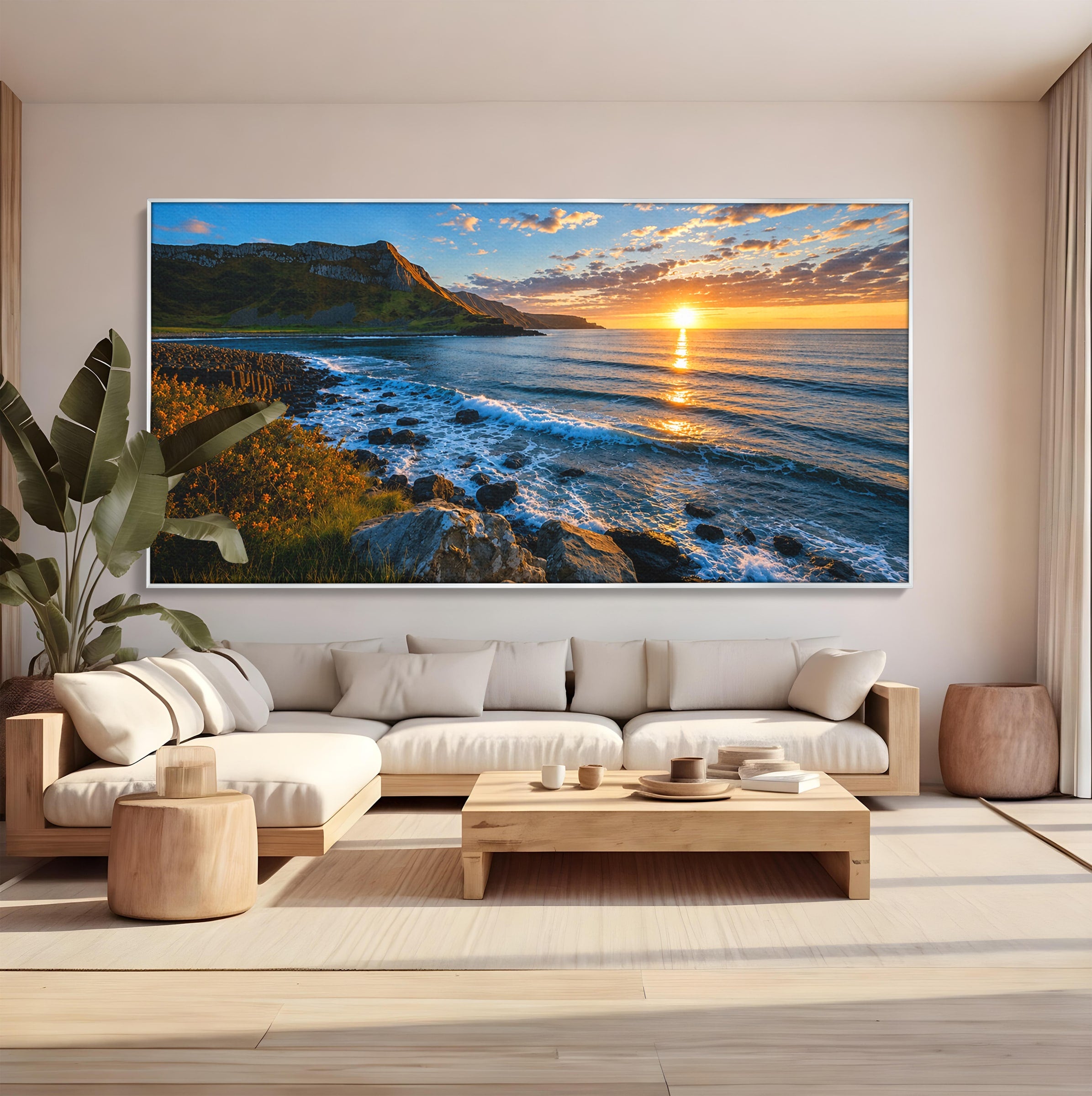 Tablou Canvas Premium LuxCanva® A1659, Apus Pe Tarmul Stancos, Apus, Tarm, Mare, Natura, Living, Culori Vibrante