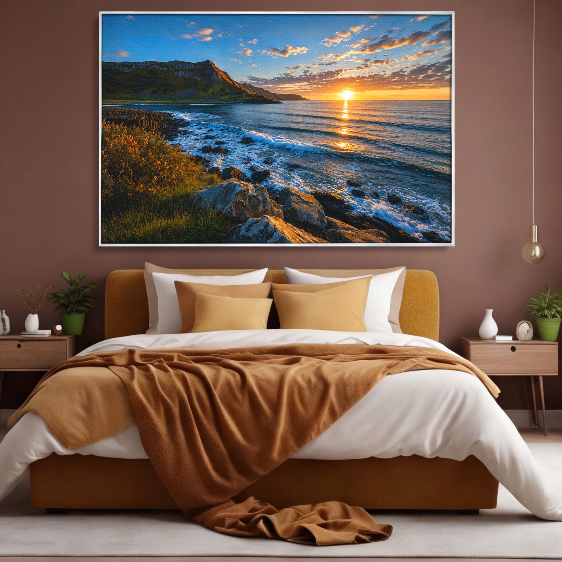 Tablou Canvas Premium LuxCanva® A1659, Apus Pe Tarmul Stancos, Apus, Tarm, Mare, Natura, Living, Culori Vibrante