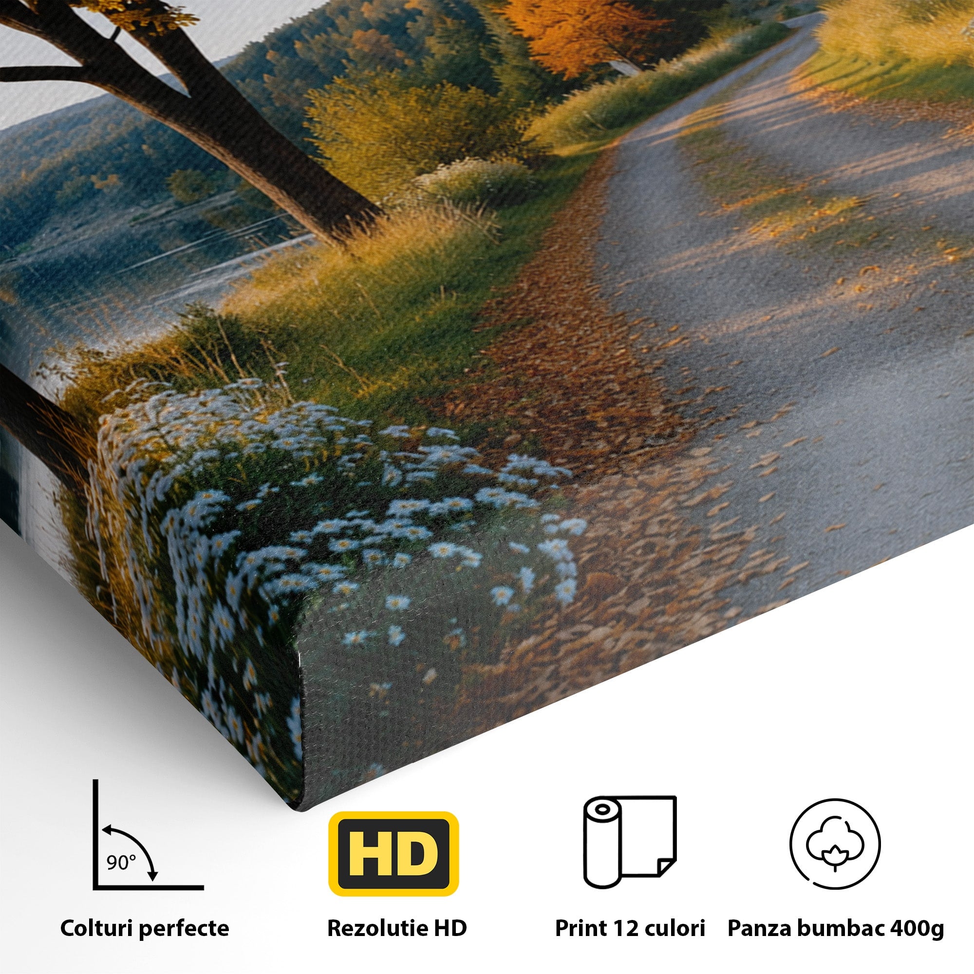 Tablou Canvas Premium LuxCanva® A1661, Toamna Pe Malul Lacului, Toamna, Lac, Peisaj, Natura, Living, Culori Vibrante