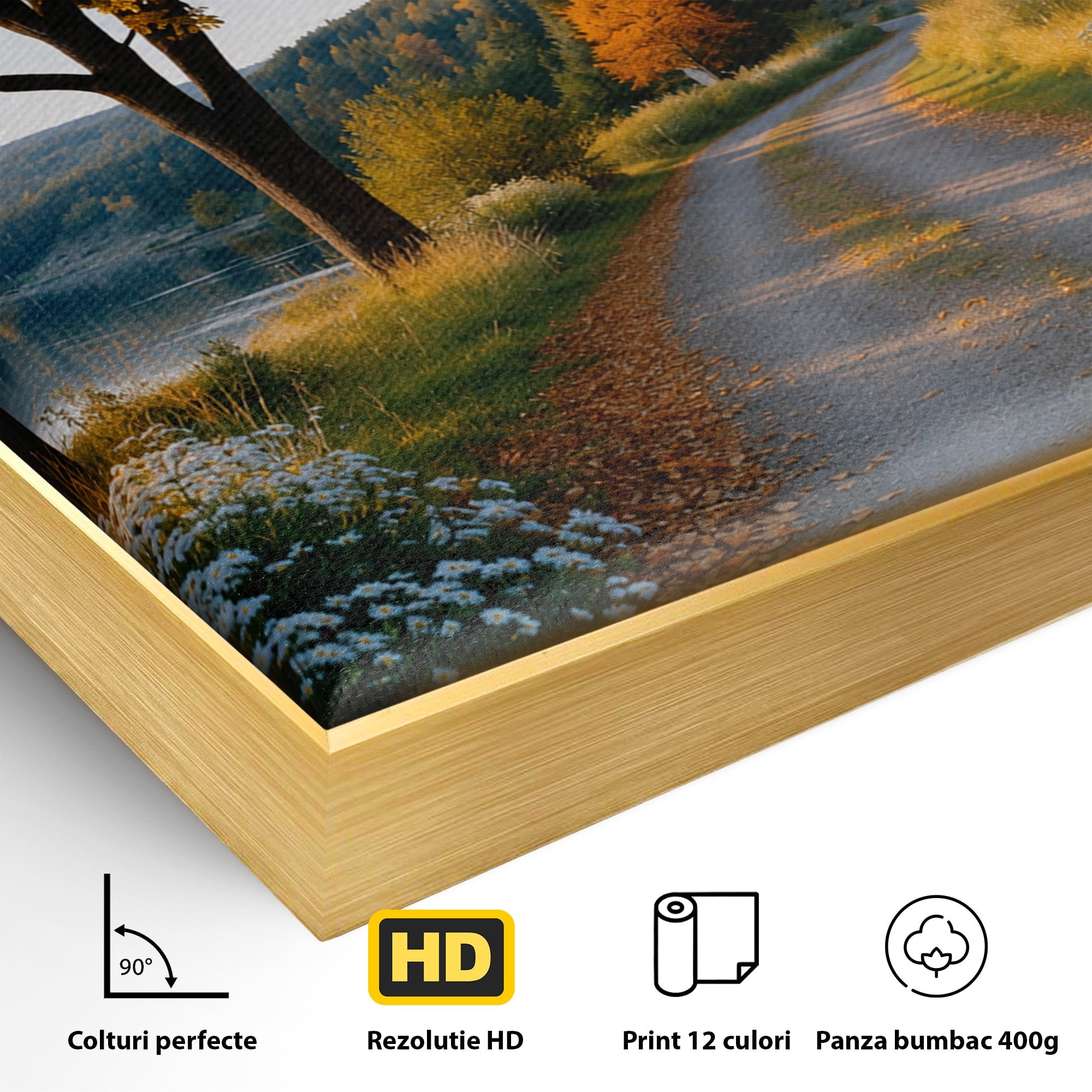 Tablou Canvas Premium LuxCanva® A1661, Toamna Pe Malul Lacului, Toamna, Lac, Peisaj, Natura, Living, Culori Vibrante