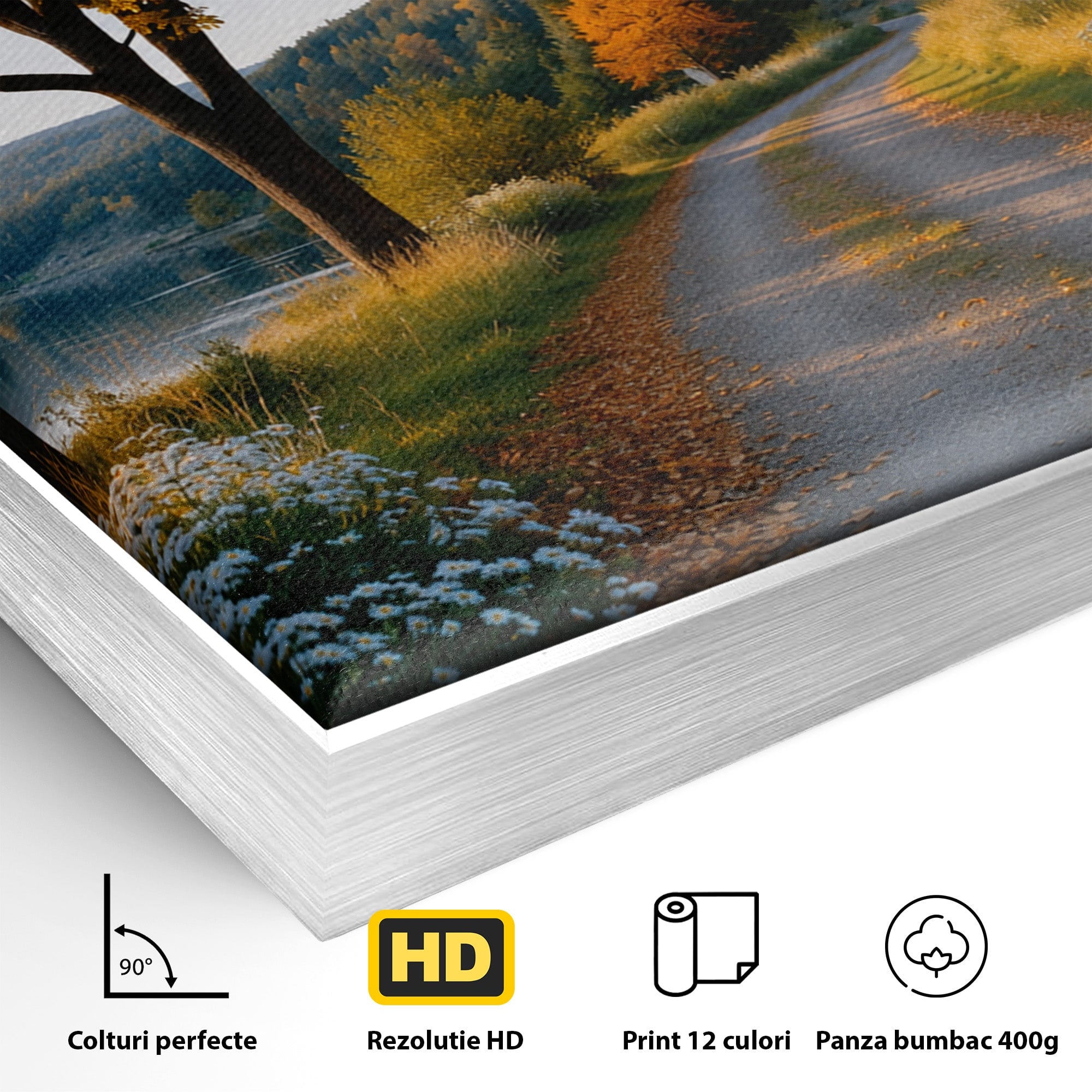 Tablou Canvas Premium LuxCanva® A1661, Toamna Pe Malul Lacului, Toamna, Lac, Peisaj, Natura, Living, Culori Vibrante