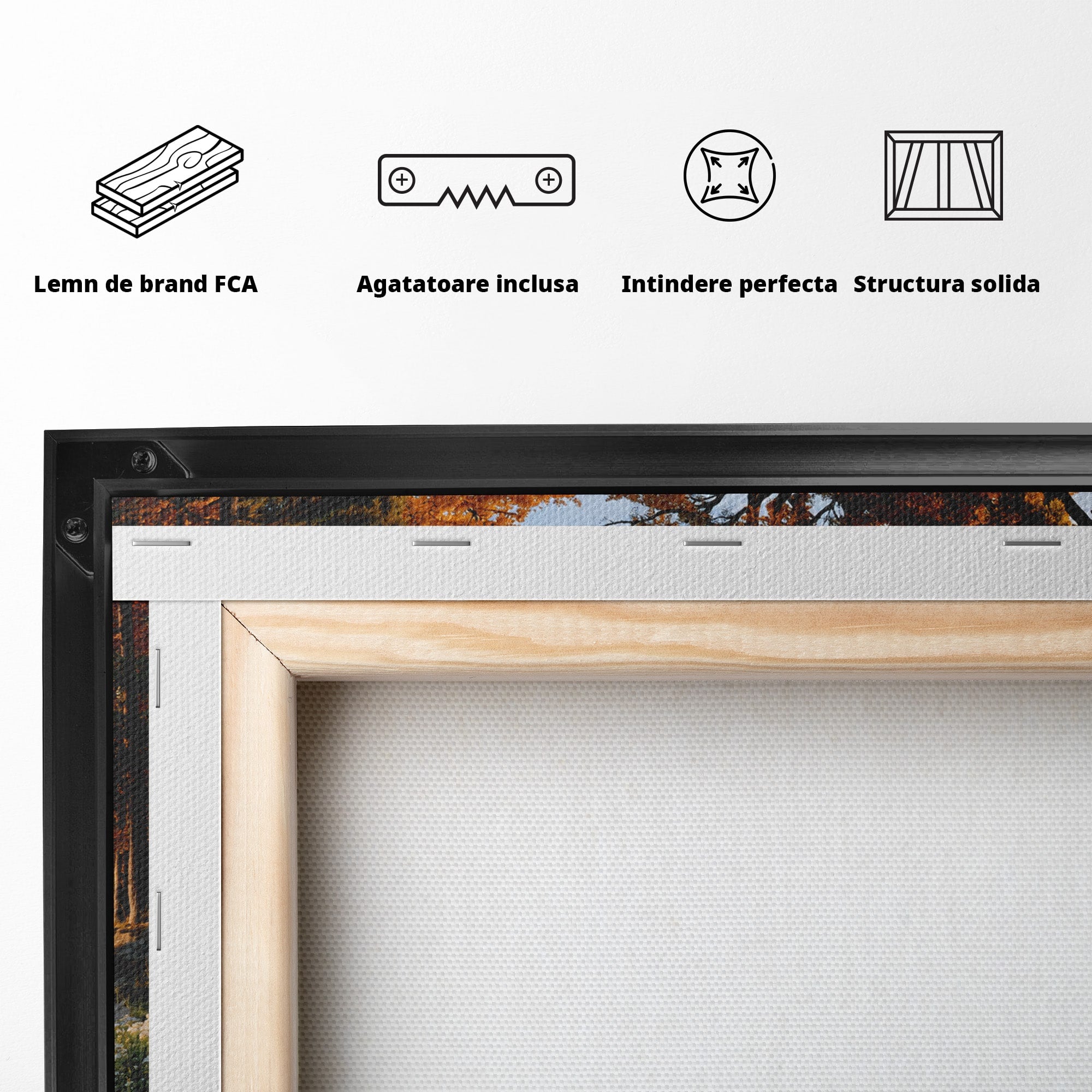 Tablou Canvas Premium LuxCanva® A1661, Toamna Pe Malul Lacului, Toamna, Lac, Peisaj, Natura, Living, Culori Vibrante