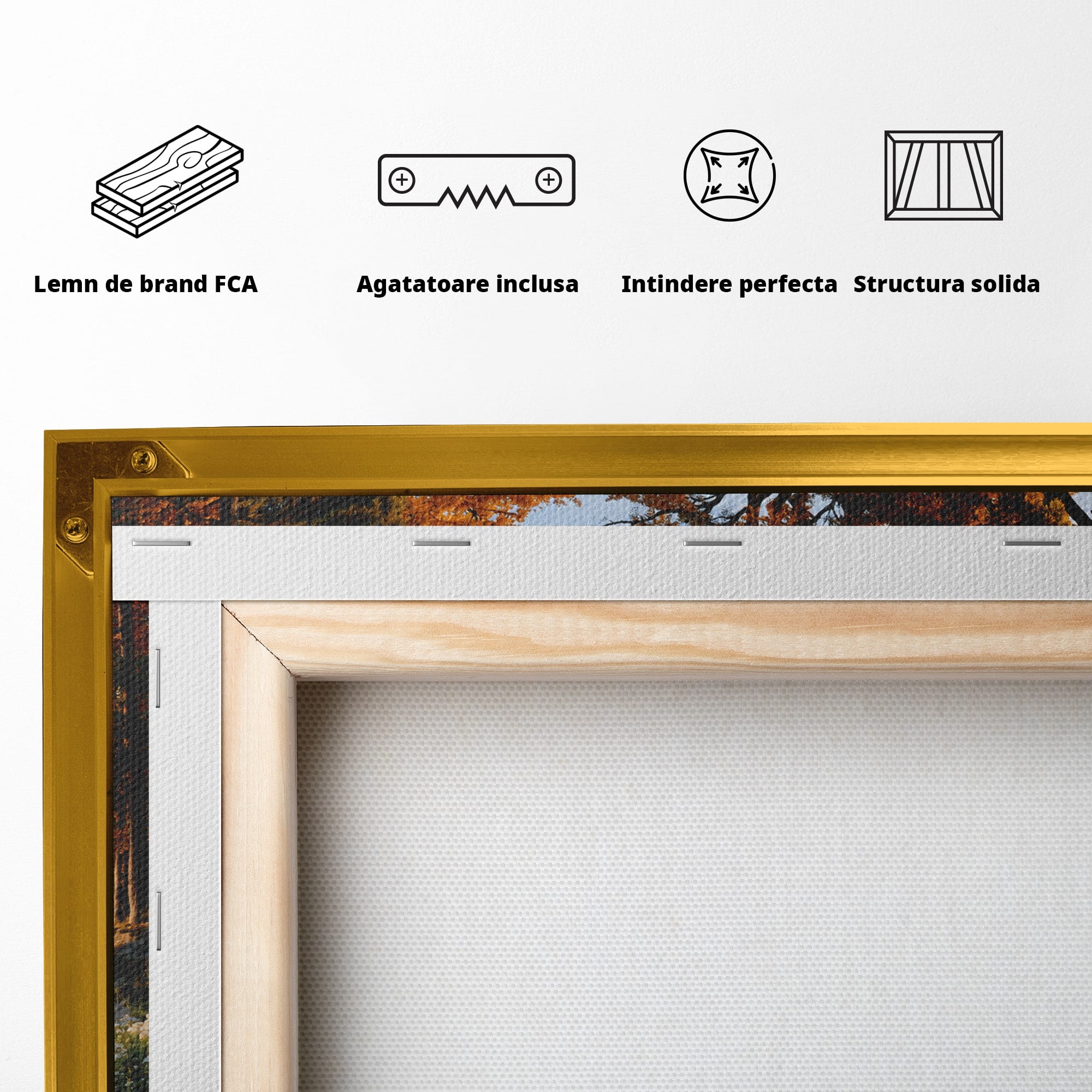 Tablou Canvas Premium LuxCanva® A1661, Toamna Pe Malul Lacului, Toamna, Lac, Peisaj, Natura, Living, Culori Vibrante