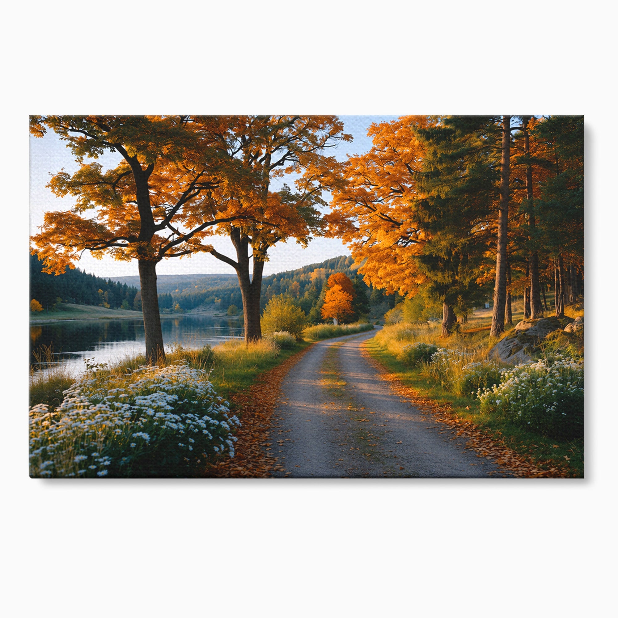 Tablou Canvas Premium LuxCanva® A1661, Toamna Pe Malul Lacului, Toamna, Lac, Peisaj, Natura, Living, Culori Vibrante