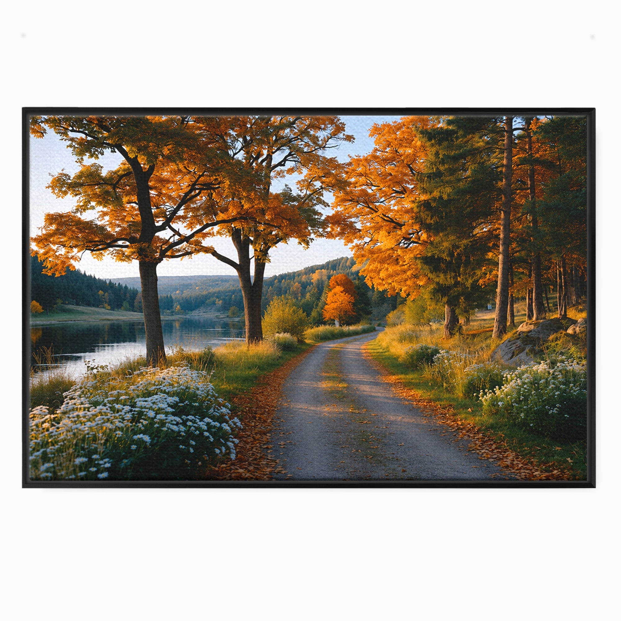 Tablou Canvas Premium LuxCanva® A1661, Toamna Pe Malul Lacului, Toamna, Lac, Peisaj, Natura, Living, Culori Vibrante
