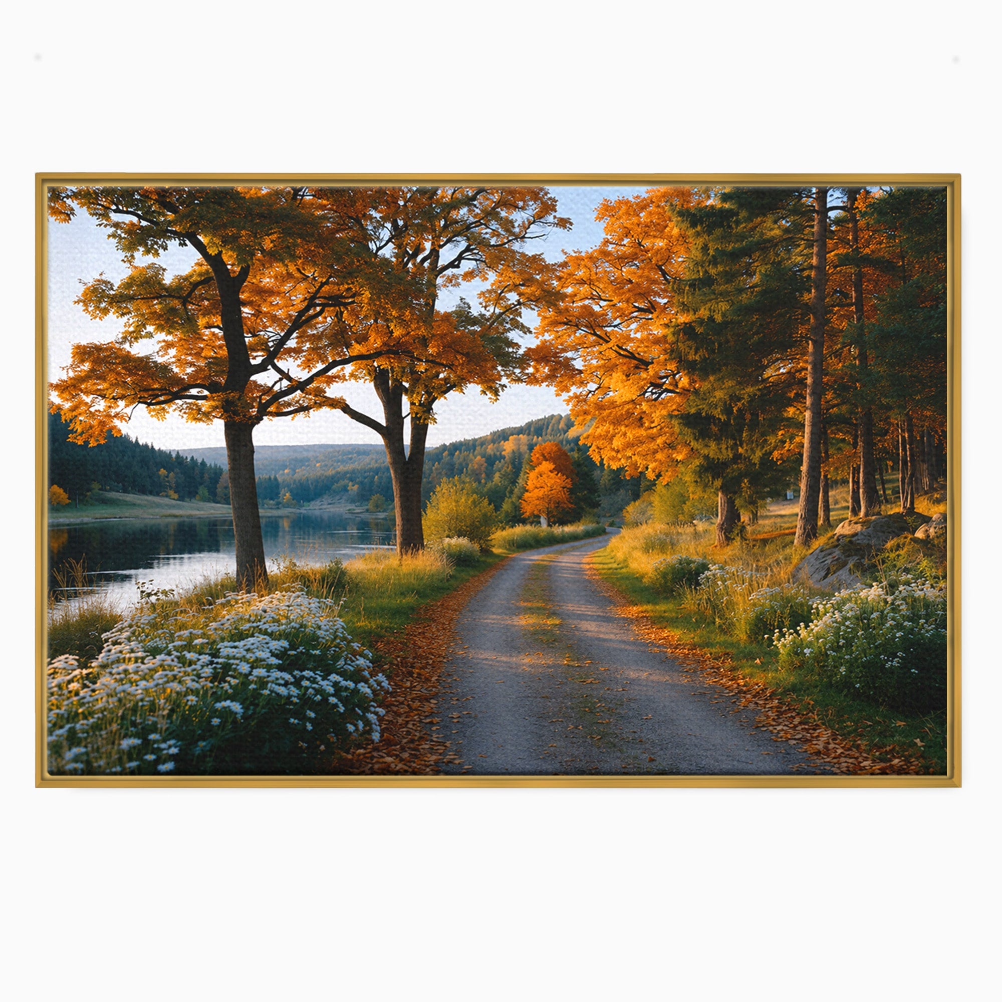 Tablou Canvas Premium LuxCanva® A1661, Toamna Pe Malul Lacului, Toamna, Lac, Peisaj, Natura, Living, Culori Vibrante