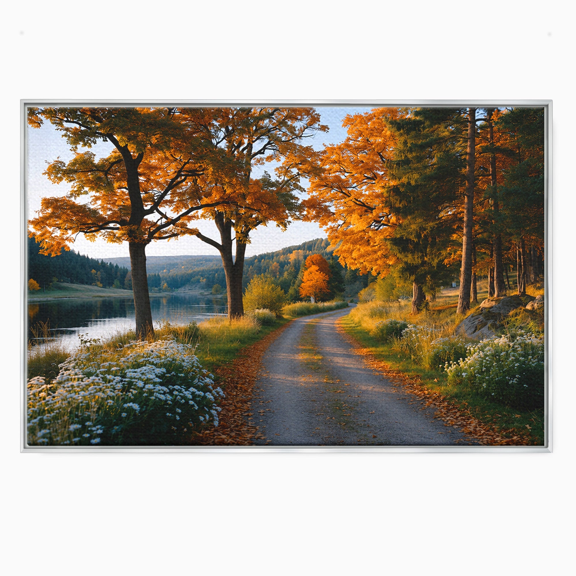 Tablou Canvas Premium LuxCanva® A1661, Toamna Pe Malul Lacului, Toamna, Lac, Peisaj, Natura, Living, Culori Vibrante