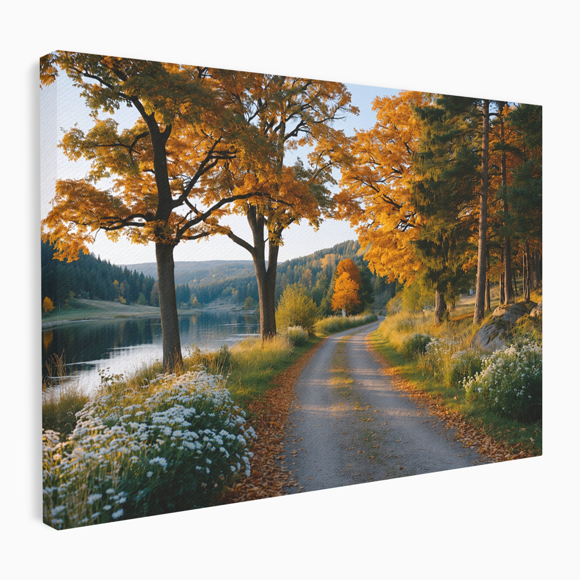 Tablou Canvas Premium LuxCanva® A1661, Toamna Pe Malul Lacului, Toamna, Lac, Peisaj, Natura, Living, Culori Vibrante