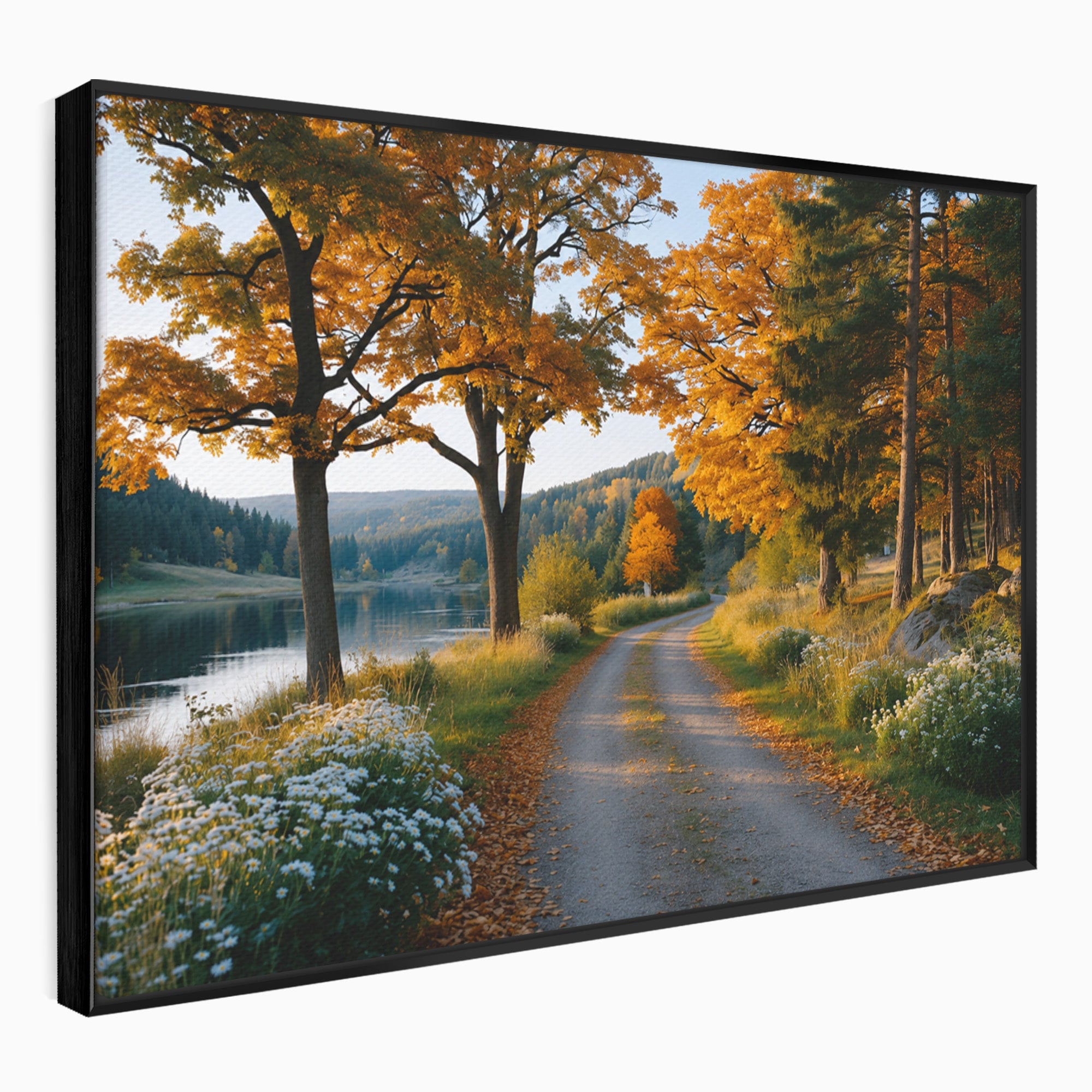 Tablou Canvas Premium LuxCanva® A1661, Toamna Pe Malul Lacului, Toamna, Lac, Peisaj, Natura, Living, Culori Vibrante