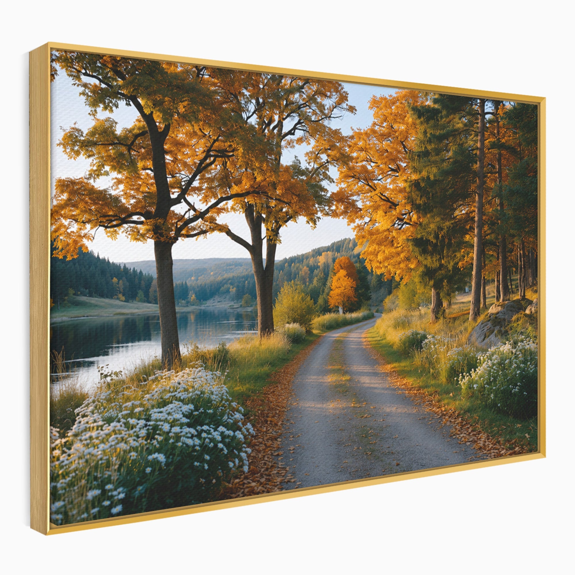 Tablou Canvas Premium LuxCanva® A1661, Toamna Pe Malul Lacului, Toamna, Lac, Peisaj, Natura, Living, Culori Vibrante