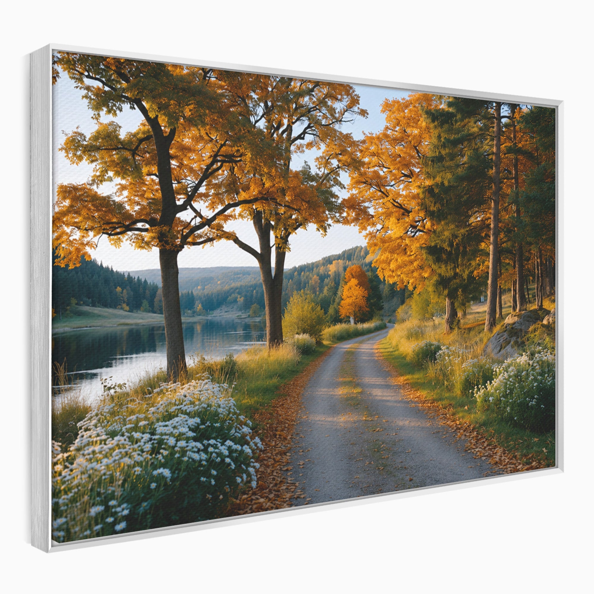 Tablou Canvas Premium LuxCanva® A1661, Toamna Pe Malul Lacului, Toamna, Lac, Peisaj, Natura, Living, Culori Vibrante