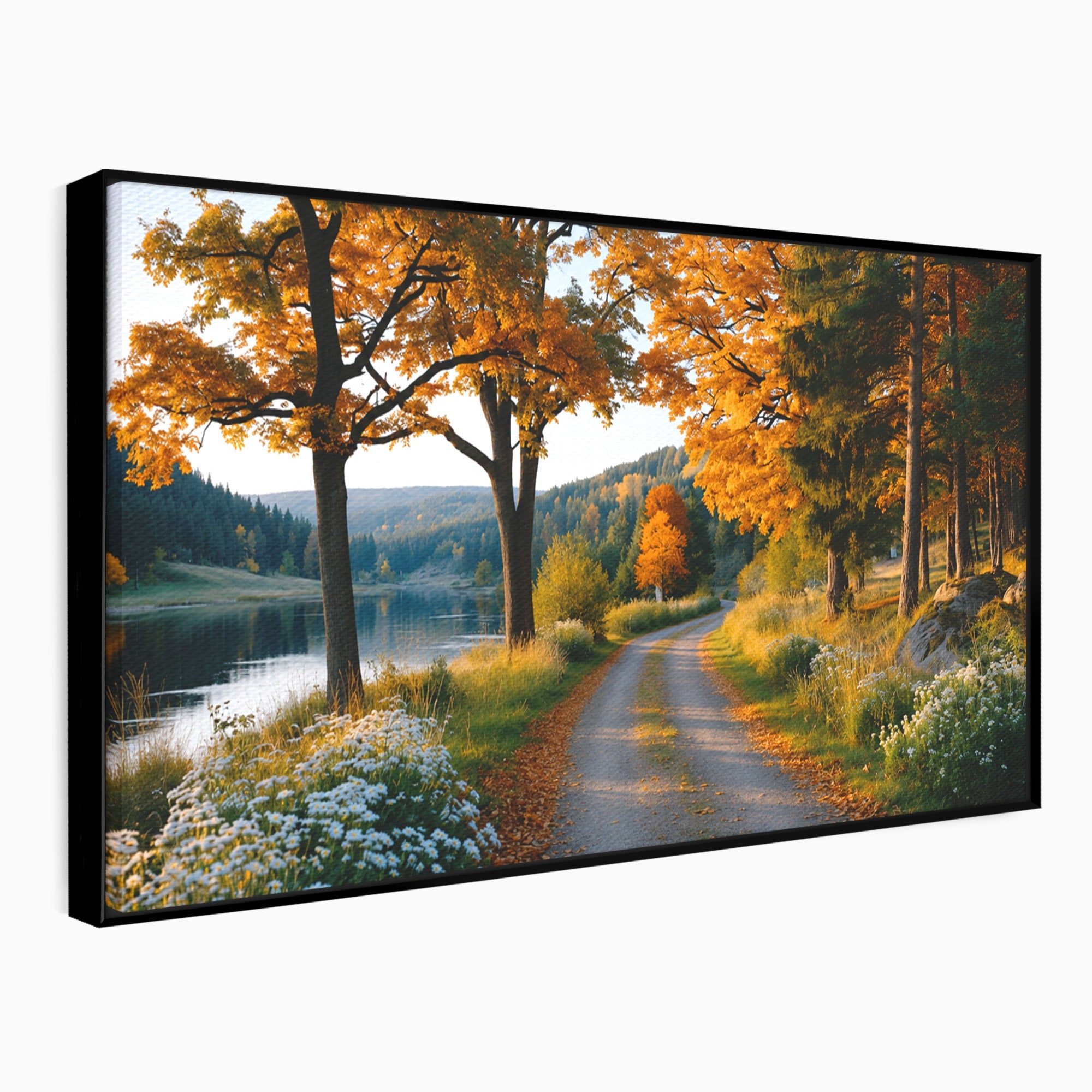 Tablou Canvas Premium LuxCanva® A1661, Toamna Pe Malul Lacului, Toamna, Lac, Peisaj, Natura, Living, Culori Vibrante